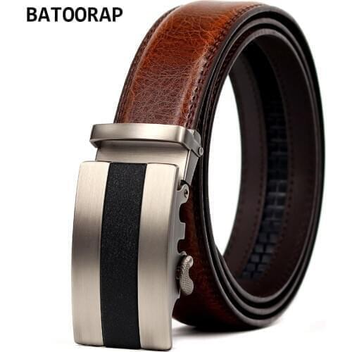2021 New Leather Belt For Men Cowhide High Quality Casual Ratchet Belts Alloy Auto Buckle Male Brown Waist Strap 44"-52"