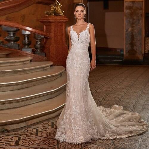 Hochzeitskleid Mermaid Wedding Dress Tank Shoulder Fashion Robes De Mariage Illusion Back Fashion Sukienka Na Wesele Bridal Gown