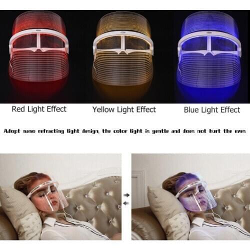 Led Facial Mask 3 Colors Light Photon Therapy Mask Skin Rejuvenation Anti-inflammatory Brightening Skin Shrink Pores Device