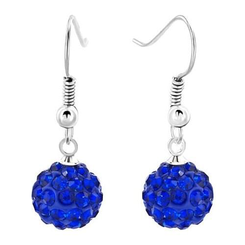Y645tity 10mm Mixed Multicolor pink blue clay Disco Ball Silver Plated drop crystal crystal Earrings gift