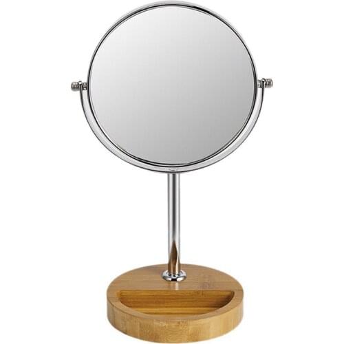 8 Inches Wooden Base Makeup Mirror Makeup Vanity Mirror Desktop Round Mirror Home Ladies Beauty Makeup Mirror