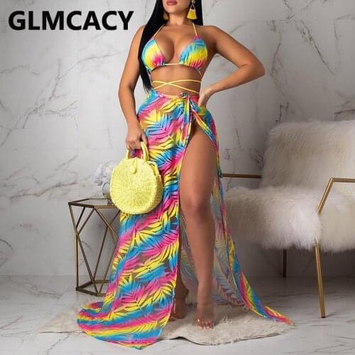 Women Summer 3 Piece Beachwear Suits Boho Holiday Dress Set