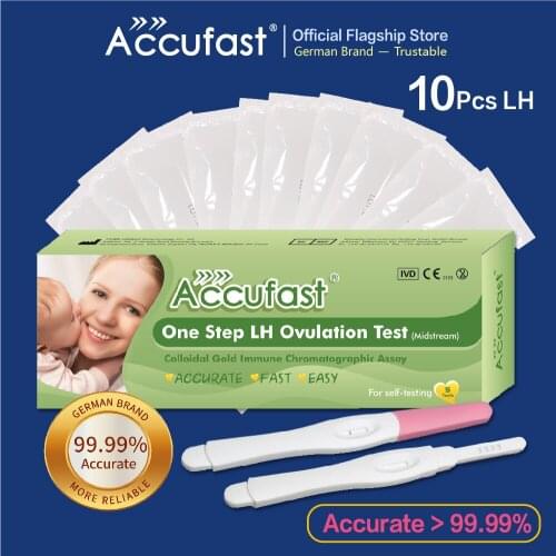 ACCUFAST 10Pcs LH Ovulation Test Midstream Women Home Use Self Testing Kits Rapid Urine LH Ovulation Test Big Kits
