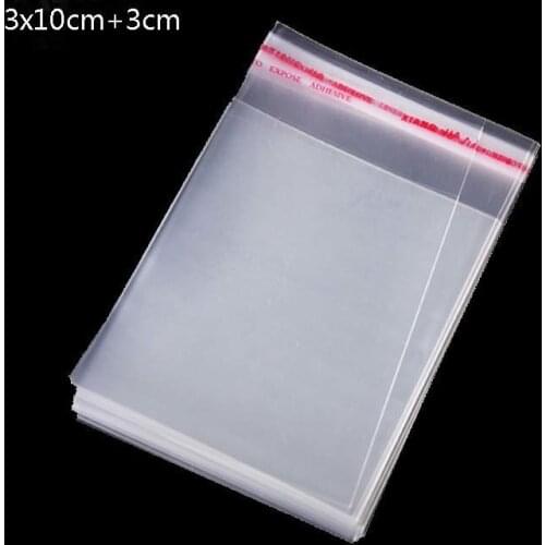 1000 Pcs 3*10cm Clear Plastic Packaging Bags Poly OPP Small Cello Cellophane Bag for Gift Packing