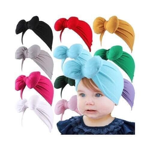 11 Colors Baby Hat Cotton Bow Turban Hat Baby Photography Props Kids Beanie Infant Accessories Baby Cap for Girls Boy Child Hats