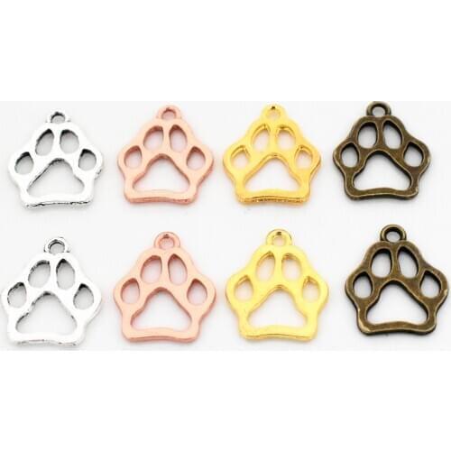 30pcs 20x17mm 4 Colors Plated Cat Dog or Bear Foot Charms Pendant Handmade Jewelry Accessories For DIY Bracelet Necklace