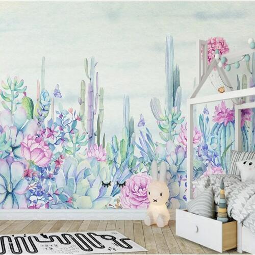 3D Wallpaper Hand-painted Garden Plant Flower Cactus Photo Wall Murals Living Room Bedroom Romantic Home Decor Wall Painting 3 D