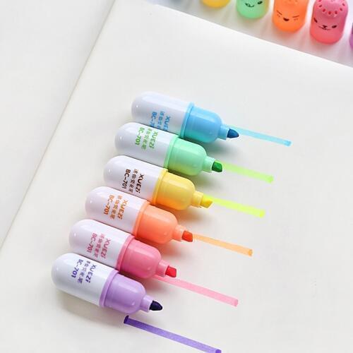 48 pcs/Lot Mini Capsule highlighter Amazing face marker pens Stationery Office School supplies rotulador canetas escolar F869