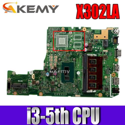 Akemy X302LA I3-5010 CPU 4GB RAM mainboard For Asus X302L X302LA X302LJ Laptop motherboard 90NB07I0-R00030 Tested free shipping