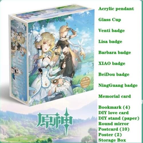 Project Cosplay DIY Accessories Game Genshin Impact Lucky Bag Kids Birthday Gift Christmas Surprise Box Cup Keychain Badge Stand