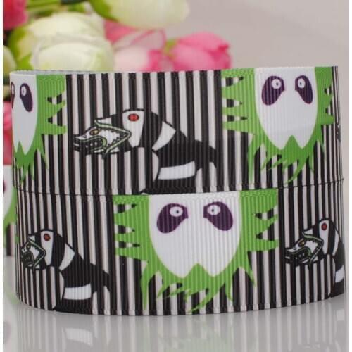 Free shipping 10/20/50/100 yards 25mm aliens snake pattern Halloween day grosgrain ribbon DIY handmade party decoration