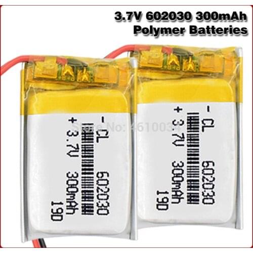 300mAh 3.7V 602030 lithium polymer Rechargeable battery For Bluetooth Speaker MP3 MP4 Smart Watch wireless card Selfie stick