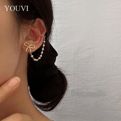 YOUVI Bohemian NO Piercing Crystal Rhinestone Ear Cuff Wrap Stud Clip Earrings For Women Girl Trendy Earrings Jewelry Bijoux