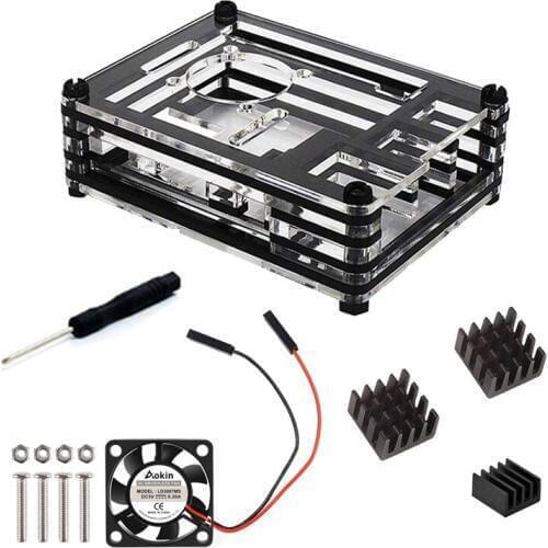Raspberry Pi 3 Case 9 layer Acrylic Cover Shell Box with Cooling Fan and heat sink for Raspberry Pi 3 Model B+ Plus Hot
