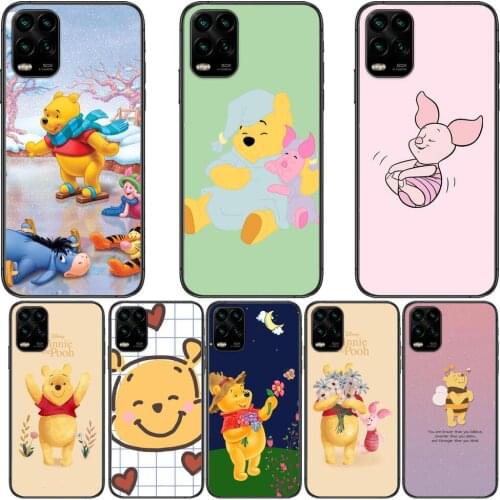 Winnie Bear Flower cartoon Phone Case For XiaoMi Redmi Note 10 9 9S 8 7 6 5 A Pro T Y1 Black Cover Silicone Back Pre style cover
