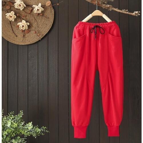 Cotton High waist Pants Female Autumn And Winter new Loose Harem Pants Women Casual Plus Size Trousers women