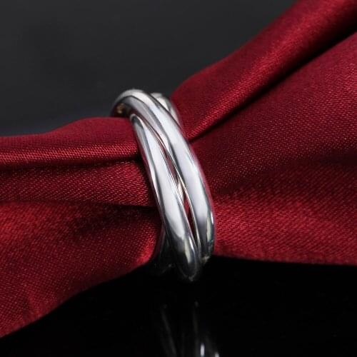 925 Silver Ring Fashion Simple Three Circle Ring For Woman Charm Jewelry Engagement Gift R167