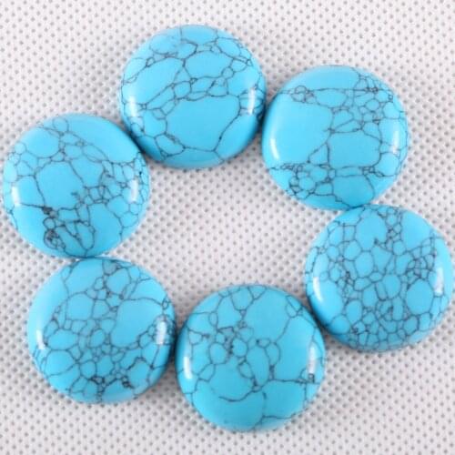 2Pcs/Lot 25MM Round Natural Stone Bead Blue Howlite CAB Cabochon For Jewelry Making DIY Bracelet Necklace Pendant K1077