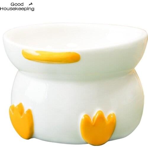 Legendog 2021 Funny Flush Duck Pet Bowl Cat Bowl Ceramic Easy To Clean And Protect The Spine High Foot Cat Food Bowl