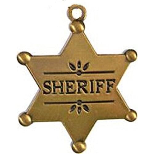 Metal alloy david star shape deputy sheriff charm department badge jewelry accessory for memory souvenir gift diy