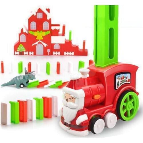 Domino Rally Electronic Train Model Kid Colorful Toy Girl Boy Educational Building Blocks DIY Toy Gift