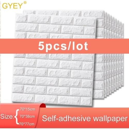 5PCS Self adhesive Waterproof TV Background Brick Wallpapers 3D Wall Sticker Living Room Wallpaper Mural Bedroom Decorative
