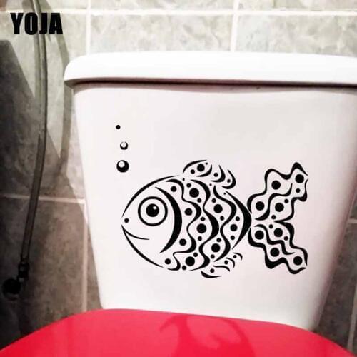 YOJA 24.1X19CM Wall Stickers Tracery Fish Ocean Sea Marine Toilet Decal Kids Room Decor T5-0406