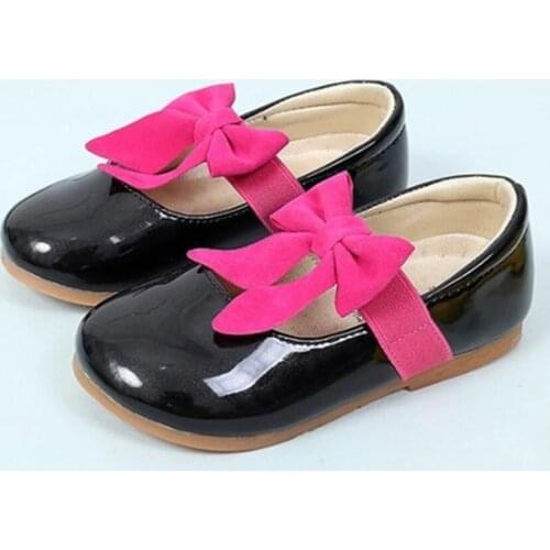 2019Spring New Children Shoes bowknot Baby Girl Casual Shoes Student Leather Shoe for Dance Wedding Party Black White Pink 3-14T