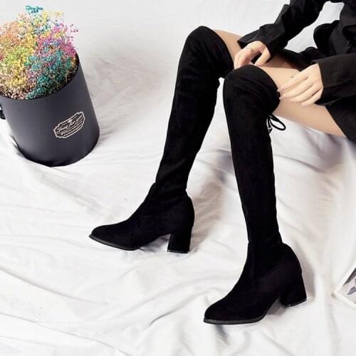 New Women Thigh High Boots Boot Knee High Boots Womens Shoes Woman Black Boots Fashion Long Long Boot Overknee Botas Mujer