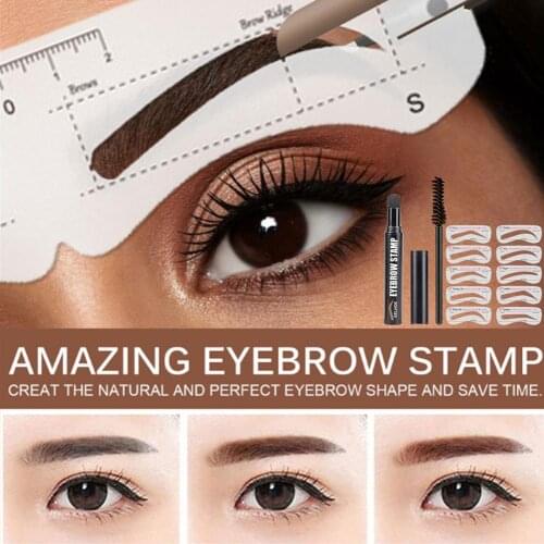 One Step Eyebrow Stamp Shaping Kit Eyebrow Stamp Waterproof Long Lasting Natural Shape Brow Stamp Brow Shaping