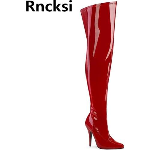 Rncksi New Sexy Women Zip Party 12cm High Heels Night Club Over The Knee Boots Pole Dancing Shoes Pole Dance Pointed Toe Boots