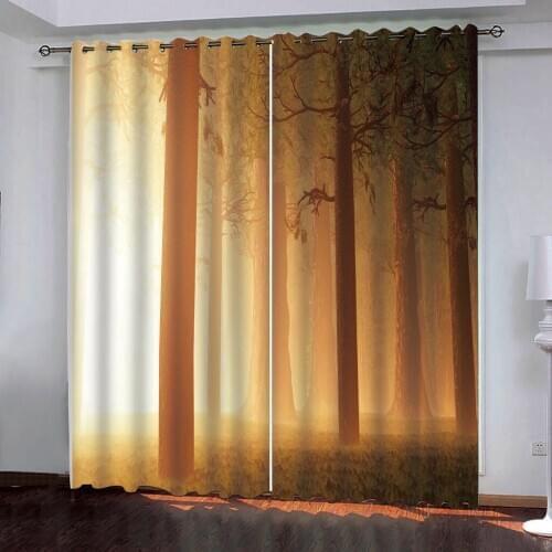 Early morning woods Luxury 3D Blackout Window Curtains Drape For Living room Bedroom Office curtain home decor