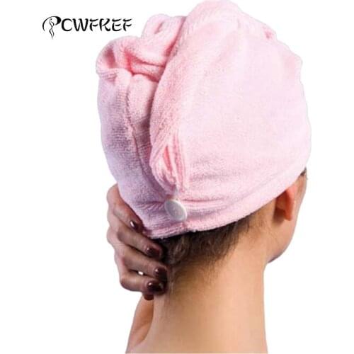 HOT Girls Hair Drying Hat Quick-dry Hair Towel Cap Hat Bath Hat Microfiber Solid Towel Cap Super Absorption Turban Hair Dry Cap