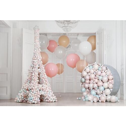 Balloons tower birthday photo backgrounds vinyl fotografia baby shower photography Backdrops for photo studio accessories G-1097