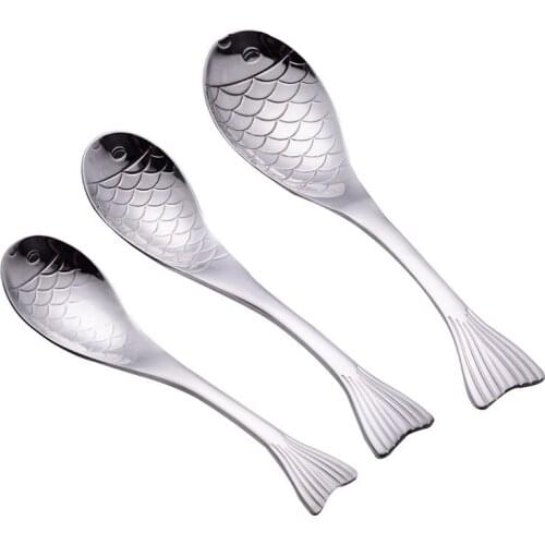 Vintage Royal Style cute fish Carved Small Coffee Spoon Kitchen Dining Bar Flatware Cutlery Mini Dessert Spoon For SnacK