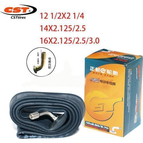 CST Electric Bicycle Inner Tube Tyres E-Bike Interior Tire rubber Tube 12 1/2X2 1/4 12/14/16X2.125/2.5/3.0 Bent Valve gas nozzle