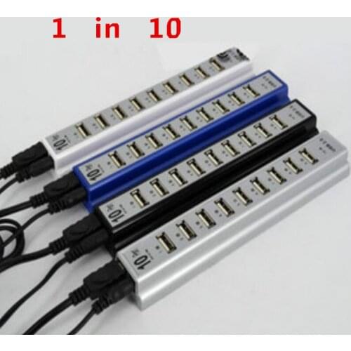 Mini USB High Speed 10-Port 10 Port USB HUB Sharing Switch For iphone Mobile Phones PC Bluetooth Speakers Black
