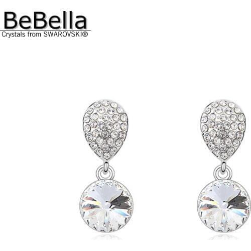 BeBella romantic round shape dangler earrings design for female made with Crystals from Swarovski for women gift