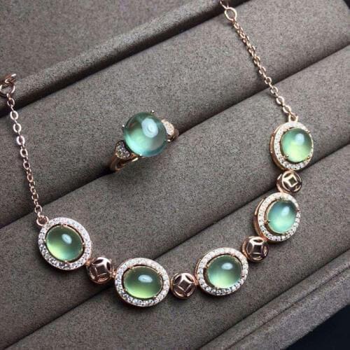 YH 925 sterling silver with natural grape stone suits female