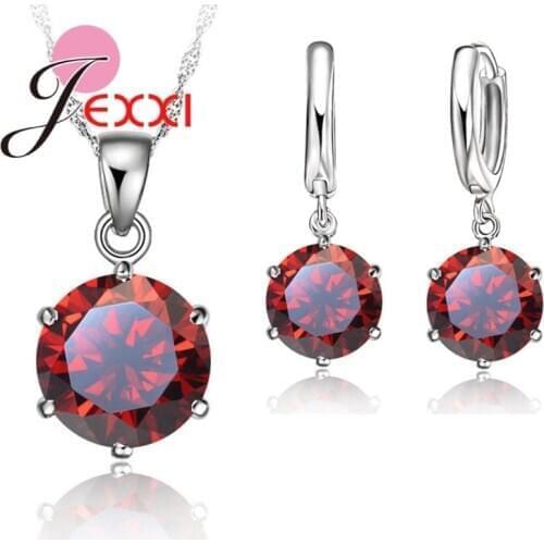 Woman 925 Sterling Silver Wedding Jewelry Set Cubic Zircon Crystal Lever Back Earrings Pendant Necklace Nice Gift Stone
