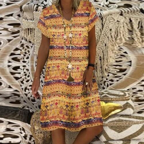 2021 Spring Floral Print Vintage Party Dress Summer Short Sleeve Midi A-Line Dress Women V-neck Loose Casual Dresses 5XL Vestido