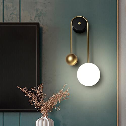 Golden Copper Lamp Nordic Style Bedside Wall Sconce 15W Creative Wall LED 3 Light Dim for TV Background Aisle Hotel Study