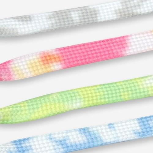 1Pair Colorful Laces Rainbow Gradient Print Flat Canvas Shoe Lace Shoes Casual Chromatic Colour Shoelaces 120cm/140cm/160cm