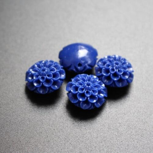 10Pcs 15mm Chrysanthemum flower Artificial coral Beads Cobalt blue Color for Jewelry making DIY Loose beads for Jewelry making