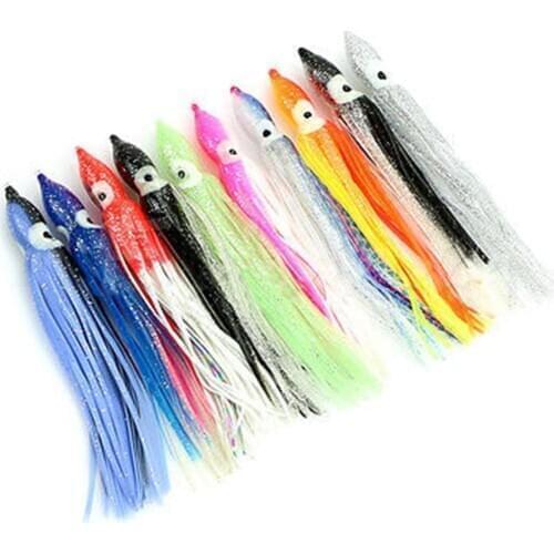 10Pcs/Set Fake Fish Lure Bright Colors Luminous Imitation Octopus Squid Baits Fishing Lures Set Artificial Bait 4 -18cm