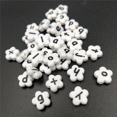 100pcs 4*11mm Acrylic Letter Beads Colorful Alphabet Plum Flower Loose Beads for DIY Jewelry Making Bracelet Making Random Mixed