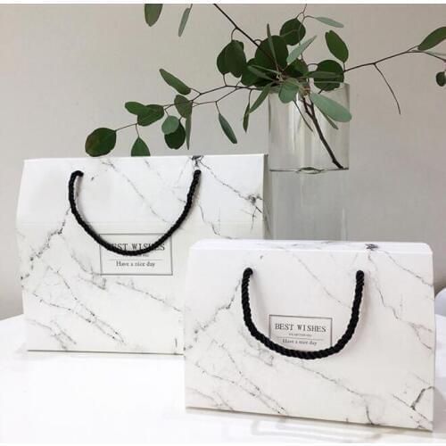 100pcs Creative Marbling Style Candy Boxes Wedding Favors Party Supplies Baby Shower Gift Bag With Handle