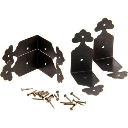 20/12pcs Decorative Corner Guard Protectors Iron Flower Bracket Box Covers Desk Feet legs Antique Bronze Furniture nails