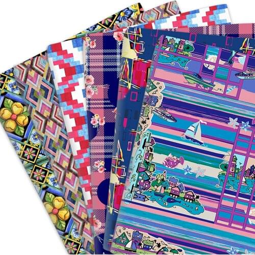 50*145cm Geometric Patterns Polyester Cotton/Satin/4 Ways Stretch Knit Patchwork Sewing Quilting Fabrics Needlework DIY Cloth