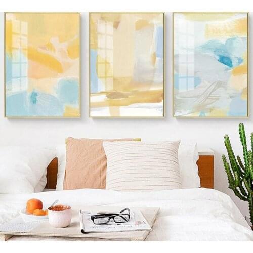 Watercolor Brush Oil Painting Texture Fresh Living Room Poster Decoration Nordic Abstract Frameless Core